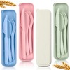 4Pcs Wheat Straw Travel Silverware Set with Case - Reusable