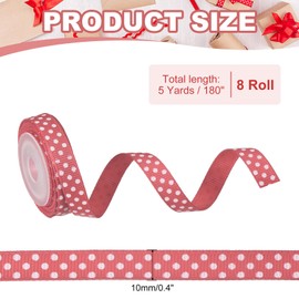 PATIKIL 40 Yards x 0.4" Fabric Ribbon, Light Red and White Grosgrain Ribbon Gift Wrapping Ribbon for Craft Birthday Wedding Festival DIY Bow Hair Accessories