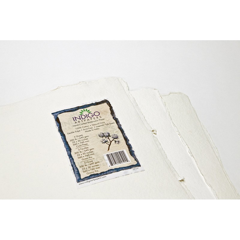 Indigo Artpapers 22" x 30" 100% Cotton Cold-Pressed Handmade Paper