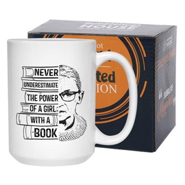 Bookworm Mug 15oz Bookish Mugs for Readers Book Club Lovers Nerd Women, White