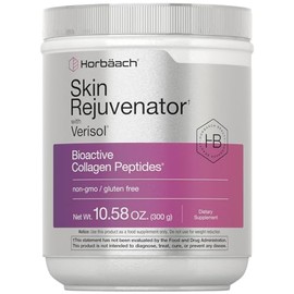 Rejuvenecedor de piel Horbäach con Verisol 10.58 oz | Polvo de péptido de colágeno bioactivo | Tipos I y III | Suplemento sin OMG, sin gluten