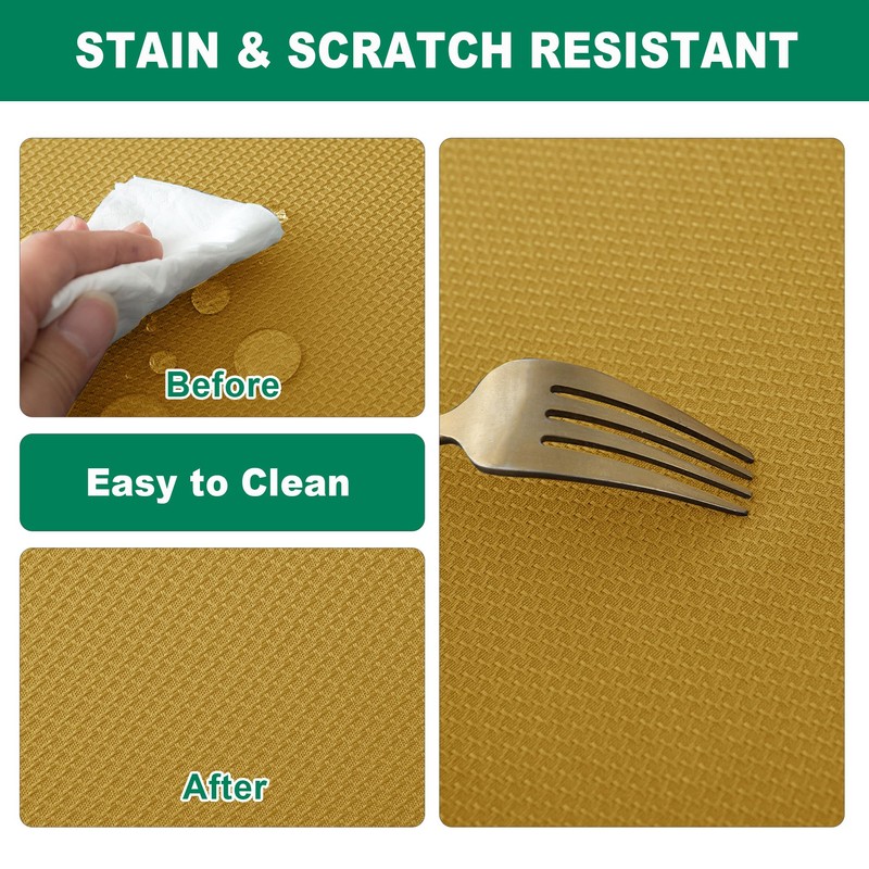 Biscaynebay Textured Fabric Round Table Cloth 90", Gold Water Resistant