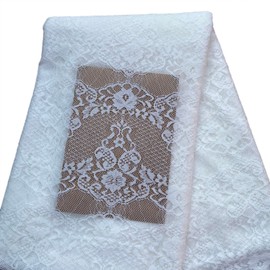 Rilassato 60 Inches Bridal Solid Stretch Lace Fabric, Vintage Lace Fabric Bolt for Wedding Dress, Fashion, Crafts, Tablecloth, Decorations Lace Trim Fabric - 8116 (White, 1 Yard)