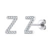 Suplight Women's Men's 925 Silver Letter Stud Earrings Bling Zirconia