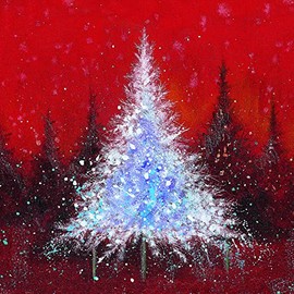 Charity Christmas Cards - Glowing Christmas Tree with Flitter Details - Eco-Friendly - Pack of 10 Cards - By The Great British Card Company