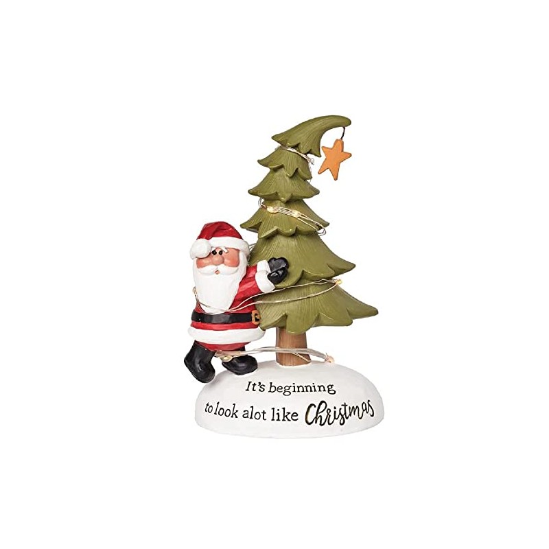 Blossom Bucket Santa with Lighted Christmas Tree