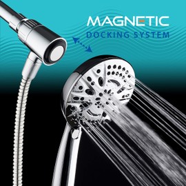 AquaDance AquaDance New Magnetic Guidance Docking System - High-Pressure 8-setting Handheld Shower Head with Giant 5 inch Face, Magnetic Bracket, Extra-long 72 inch Stainless Steel Hose/All Chrome Finish