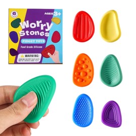 Fidget Toys, 6 Pack Soft & Textured Silicone Sensory Worry Stones for Anxiety, Sensory Toys for Kids with Autism, Gift for All.