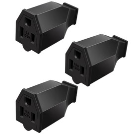 3 Wire Grounding Plug Extension Cord Straight Blade Plug Replacement Electrical Connector End Female, 15A 125V Black,3Pack Ground Neutral Generator Plug,3 Prong Power Cord