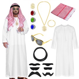 Raveparty Sheikh Costume Men, Arabic Clothing Men, Arabic White Robe, Carnival Costumes Men for Cosplay, Carnival, Party Birthday (Adults, XL)