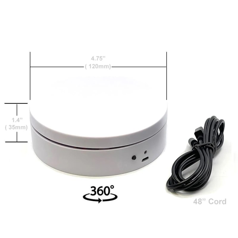 DCD Mini 4.75\" Turntable Display Stand with White Base for