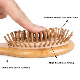 Juego de 4 cepillos de bambú para el cabello, cerdas de jabalí y peines desenredantes, herramientas para el cuidado del cabello con cerdas naturales, 