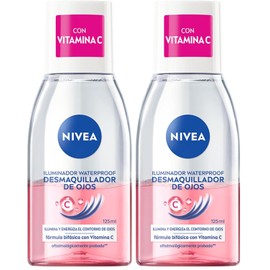 NIVEA Desmaquillante Bifásico de Ojos con Vitamina C, 125 ml Iluminador Waterproof (Paquete de 2)