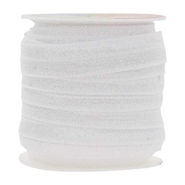 Mandala Crafts Fold Over Elastic Band 5/8 Inch Foldover FOE Stretch Ribbon for Hair Tie Headband Baby Girl Hair Bow White 1.5CM 5/8 Inch 20 Yards Roll