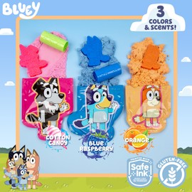 Horizon Group USA Bluey SLIMYGLOOP Slimy Sand Mold & Play Creations, 8-Piece Playset, 3 Scented Colors, Sensory Activity for Kids Ages 3, 4, 5, 6, 7, 8, Multi, Medium