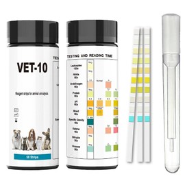 QMARK Urine Test Strips for Cats & Dogs, 50 Count, 10-Parameter UTI Testing Kit with Dropper and Tube