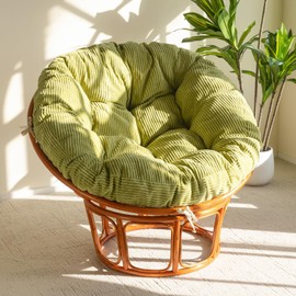 HIGOGOGO Papasan Chair Cushion with Corduroy Cover (Without Chair), 48 x 48 Inch Supportive Cushion, Overstuffed Chair Cushion,Green