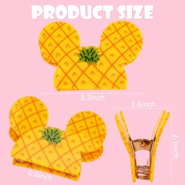 Hapdoo 1pc Pineapple Mouse Ear Hair Clips, Funny Novelty Cute Fruit Claw Clips Hair Accessories for Women Girls