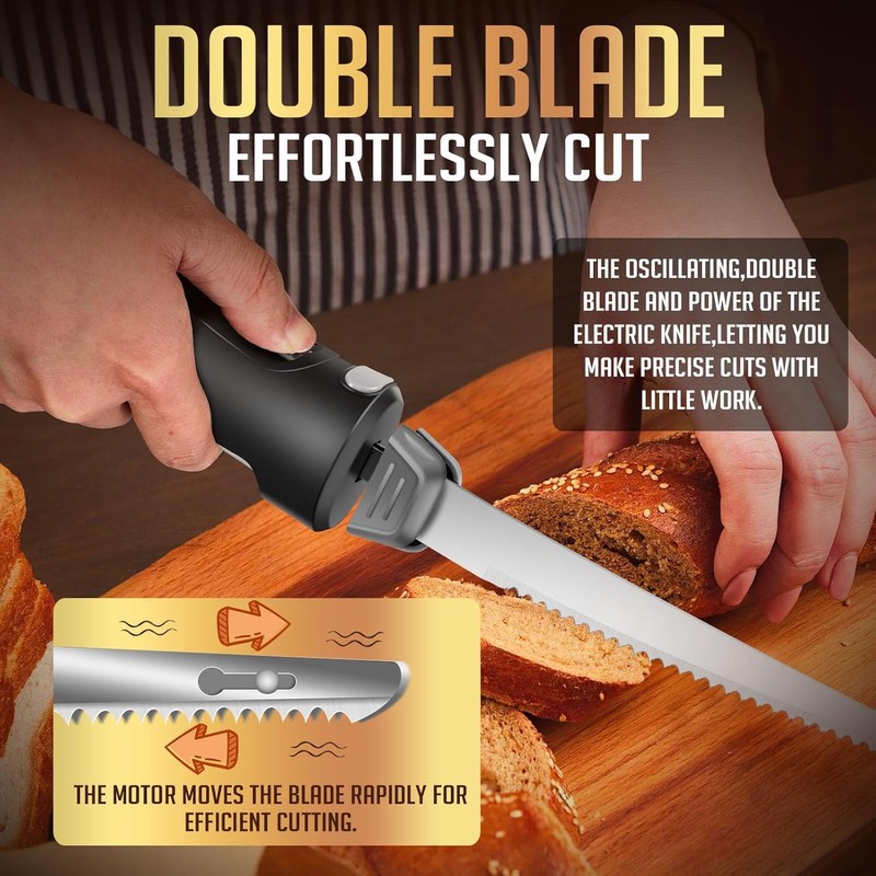 Cordless Electric Knife Easy Slice and Assemble with Storage Case,