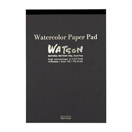 Muse PD-6155 B5 Watercolor Paper Watson Pad B5 6.7 oz (190 g), Natural, Pack of 15