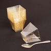 24 Clear 2 oz Disposable Gold Glittered Square Plastic Dessert