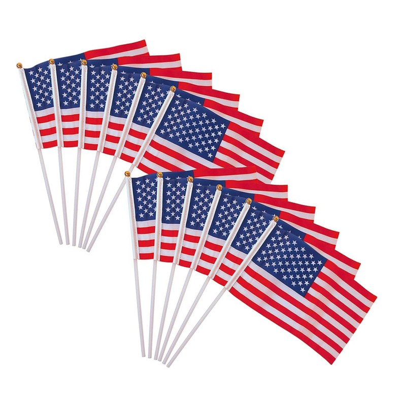 Kisangel 3sets Mini American Flags Stick Hand Waving Usa Flag