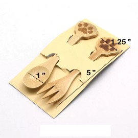 JapanBargain Set of 2 Reusable Bamboo Kids Spoons & Forks-Bear's Paw Shaped Handle 4581x2