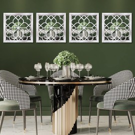 Tatuo 4 Pcs Mirrors Square Wall Mirror, Gorgeous Rustic Farmhouse Accent Mirror, Rustic for Bathroom Renovation Bedrooms Living Rooms, 12 x 12 Inch(Elegant White)