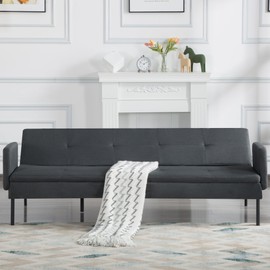 WRTEYEUI Convertible Sofa Bed Adjustable Couch Sleeper Folding Polyester Convertible Recliner Lounge Daybed for Living Room, Bedroom, Apartment, Office, Dark Gray, 75"x31.5"x26.4"