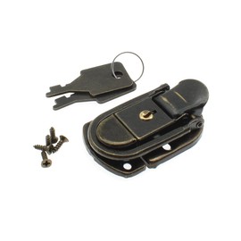 HAJXZH Antique Bronze Retro Style Vintage Locks Key Latch Buckle, with Screw for Jewelry Box Furniture Jewelry Box Wooden Box Decoration 1 Pack 2.28” X1.34”(58mm X 34mm)