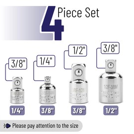 Bates- Impact Socket Adapter and Reducer Set, 4 pcs, Impact Socket Adapter Set, Impact Adapter Set, Socket Adapter Set, 1/2 to 3/8 Socket Adapter, 3/8 to 1/2 Socket Adapter, 3/8 to 1/4 Socket Adapter