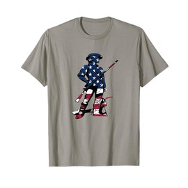 Minute Man Statue - American Flag Silhouette T-Shirt