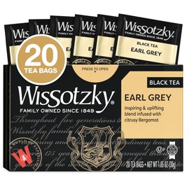 Wissotzky Earl Grey Black Tea, 20 Tea Bags | Fragrant & Aromatic Tea | Antioxidant Rich | Uplifting Black Tea Bags