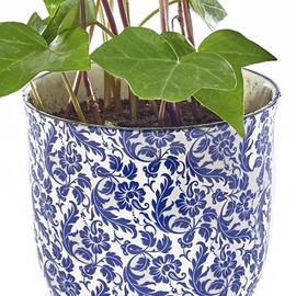 CHIVE ‘Liberte’ Ceramic Succulent Pots — 4.25” Cute Vintage Farmhouse Style Planters for Indoor Plants — Beautiful Home & Kitchen Decor — Blue Leaves