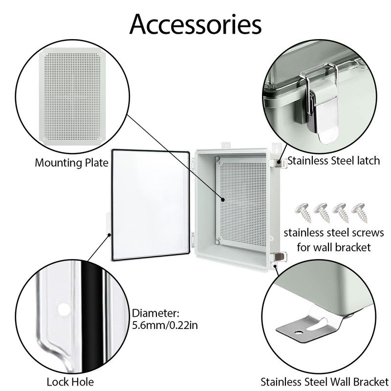 LeMotech Electrical Box, IP67 Waterproof Hinged Clear Cover Stainless Steel