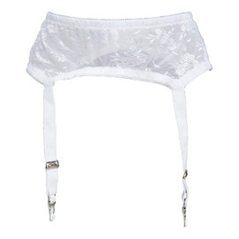 TVRtyle Women's Pure White Sexy 4 Vintage Wide Straps Metal Clips Garter Belts for Stockings S502W (X-Small)
