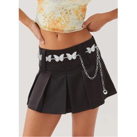 Putcuku Waist Belts for Women Adjustable Body Fashion Metal Link for Dresses (Butterfly Silver-M)