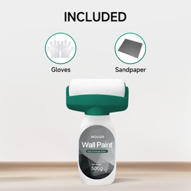 MOLLOR White Paint for wall, Portable Integrated Paint Roller, Fast-Drying Exterior and Interior, Easy to Apply Small Drywall Repair Kit,16oz