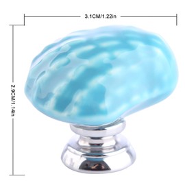 Joyindecor Ceramic Seashell Nautical Drawer Pulls Handles for Kitchen Cabinet Dresser Cupboard Wardrobe, Beach/Ocean Theme Knobs Coastal Dreseer Knobs, Pack of 6 (Blue)