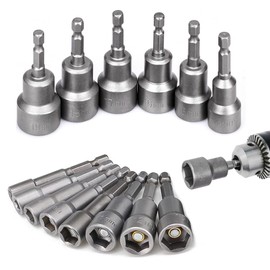 14-Piece Socket Wrench Set, 6-19 mm Magnetic Socket Set, Hex Screw Bits for Nut Nuts, Hex Socket Adapter Socket Set 1/4 Inch for Drill, Cordless Screwdriver