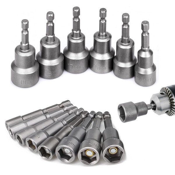 14-Piece Socket Wrench Set, 6-19 mm Magnetic Socket Set, Hex