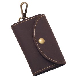 BAWAKO Genuine Leather Key Case for Men and Women, Key Case Maximum for 6 Keys, Small Wallet for Change Card