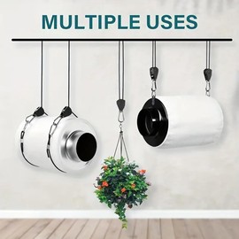 Guiran 8 Pack Adjustable Ratchet Rope Hangers 2m 3mm 1/8" Rope for Plants, Fans and Lamps