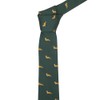 King & Priory Dark Green Herringbone Embroidered Fox Tie