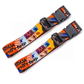Teeoff Luggage Straps Suitcase Belts Travel Bag Accessories Adjustable 220CM (Japanese Anime - 2 Pack)