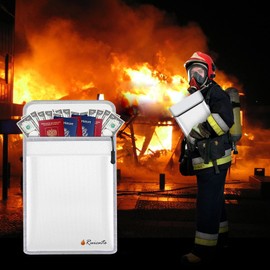 Silver Fireproof Document Bag (2100℉),15”x 11”Waterproof and Fireproof Money Bag with Zipper,Ruicnte Fire Resistant Safe Bags for Valuables,Money,Jewelry,Legal Documents,File and Tablet