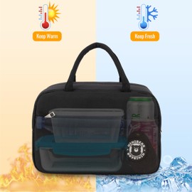 HIHIBEAR Cool Bag 9 L, Lunch Bag Insulated Cool Bag Foldable Lunch Bag Portable Lunch Bag Work Travel Office Picnic (Black, 9L)