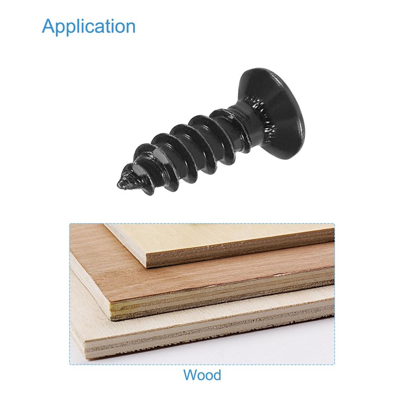 sourcing map M4 x 12mm Wood Screws Phillips Flat Head
