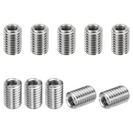 PATIKIL Thread Adapters Sleeve Reducing Nut, 10 Pcs M10*1.5 Male to M6*1 Female Repairing Insert Nut Screw Reducer Conversion Stainless Steel Fastener 15mm