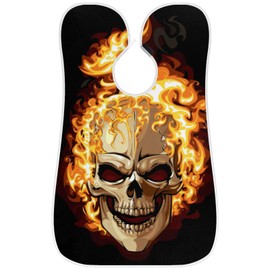 Fire Sugar Skull Beard Bib Apron,Beard Hair Catcher,Non-Stick Beard Shave Cape,Shaving Trimming Non-Stick Waterproof Grooming Gifts for Dad Men Him Boyfriend